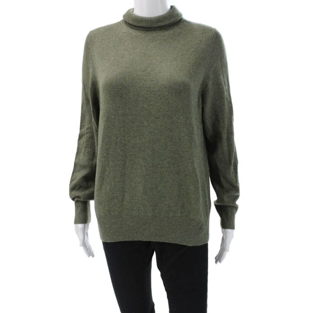 Autograph Womens Cashmere Mock Neck Pullover Sweater Green Long Sleeve Size M